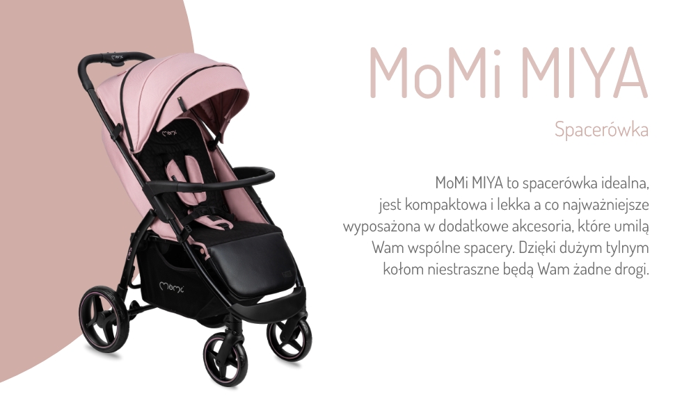 【まみぃ】 Wózek spacerowy MoMi MIYA Szary + Akcesoria • Cena, Opinie